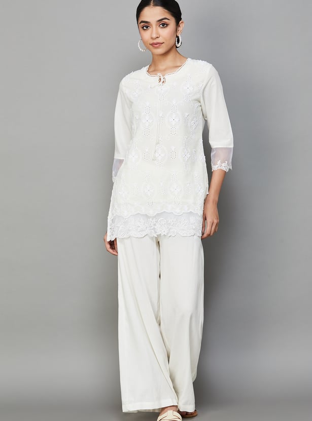 BIBA Embroidered Straight Kurti Set