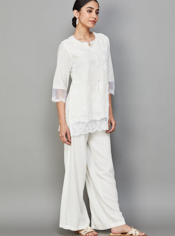 BIBA Embroidered Straight Kurti Set