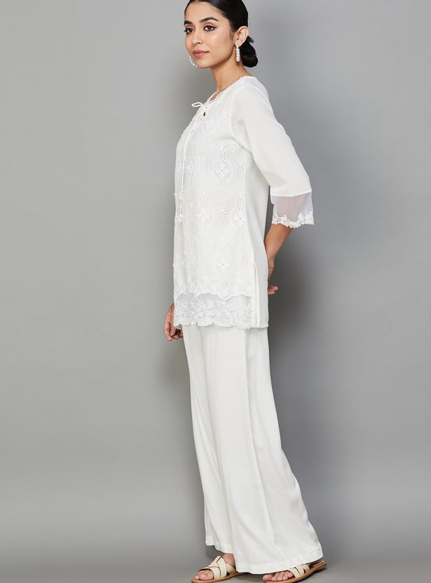BIBA Embroidered Straight Kurti Set