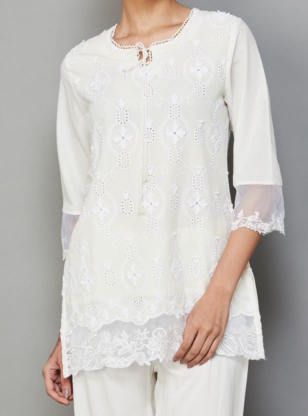 BIBA Embroidered Straight Kurti Set