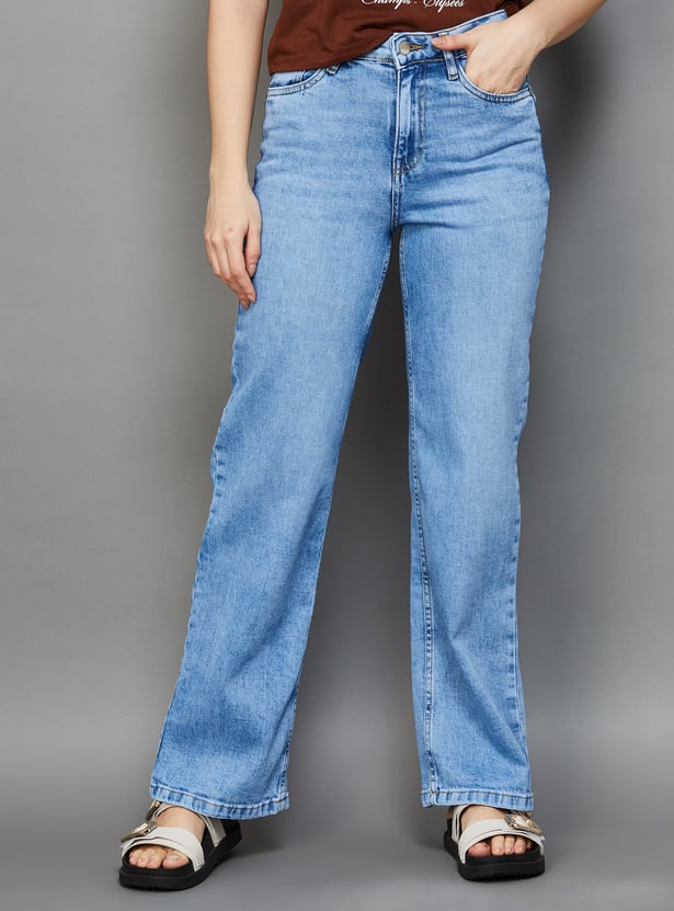 KRAUS Solid Wide Leg Jeans