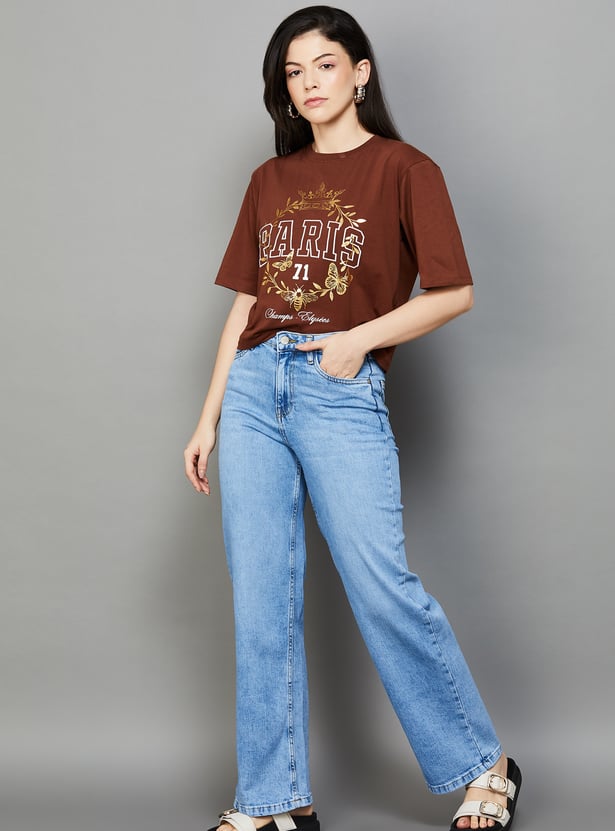 KRAUS Solid Wide Leg Jeans