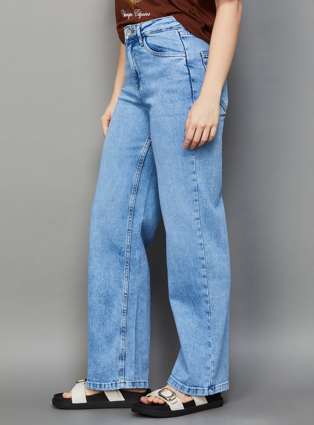 KRAUS Solid Wide Leg Jeans
