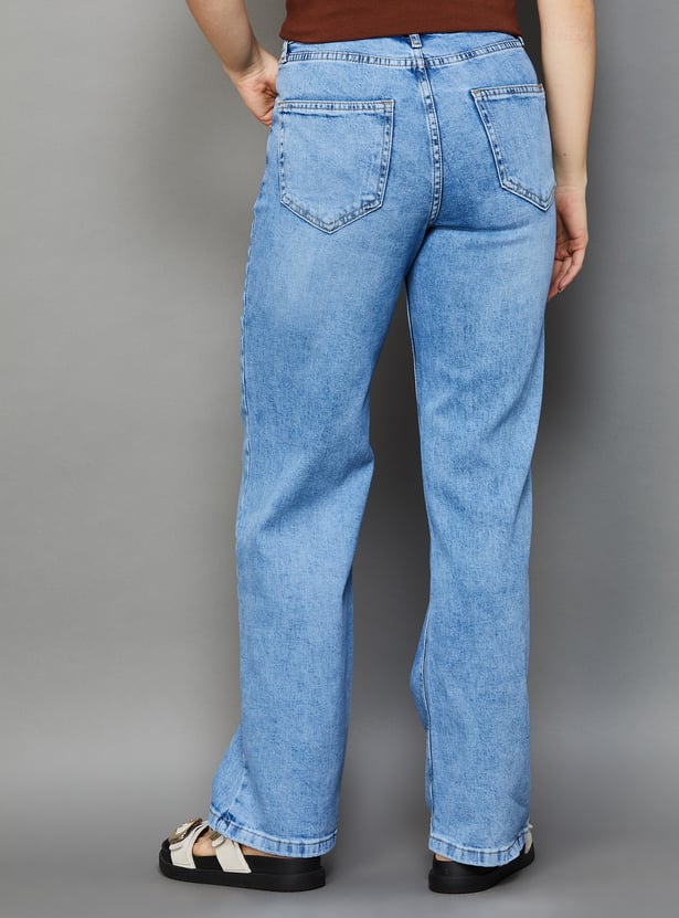 KRAUS Solid Wide Leg Jeans