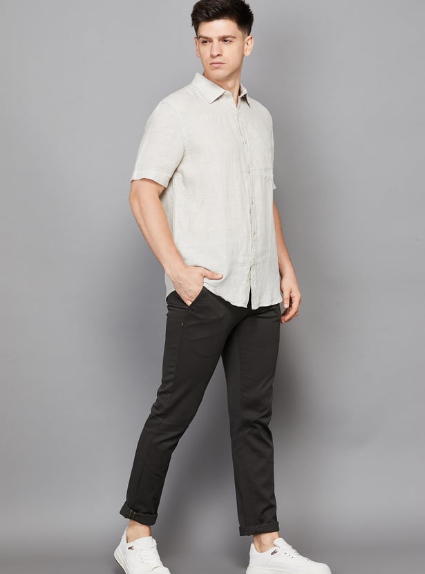 ARROW SPORT Solid Slim Straight Trousers