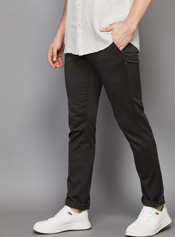 ARROW SPORT Solid Slim Straight Trousers