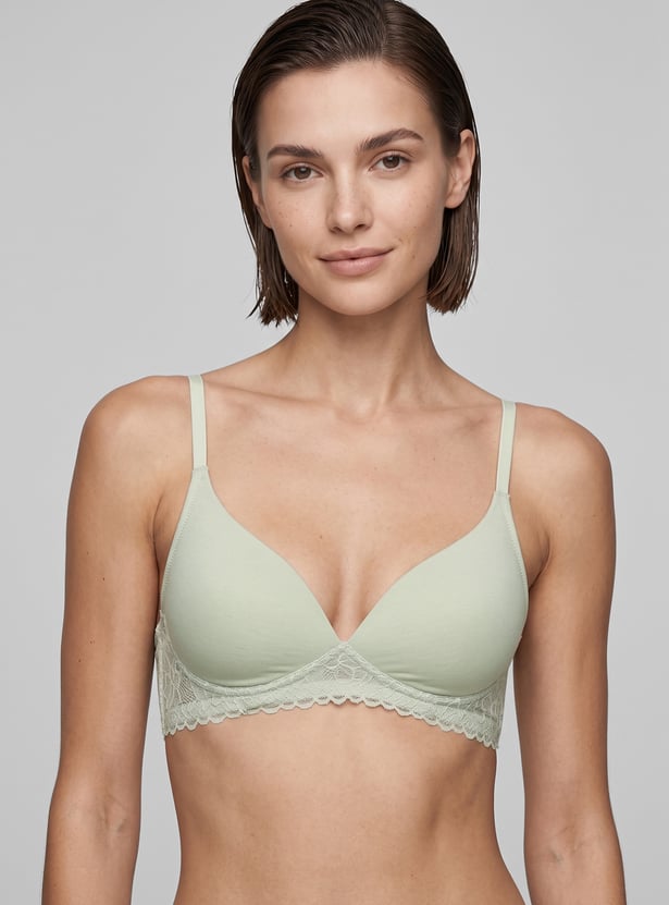 ENAMOR Lace Padded Non-Wired Seamed Everyday Bra