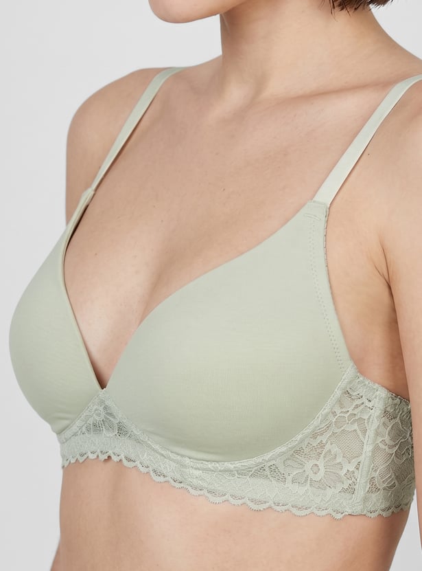 ENAMOR Lace Padded Non-Wired Seamed Everyday Bra