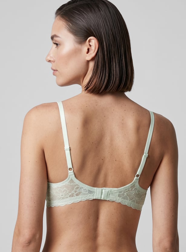 ENAMOR Lace Padded Non-Wired Seamed Everyday Bra