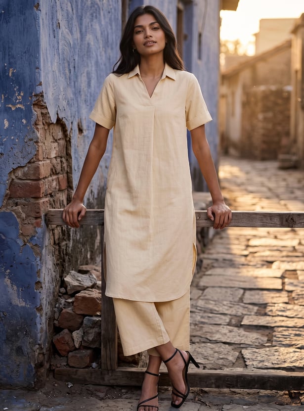 MELANGE Solid A-Line Kurta Set