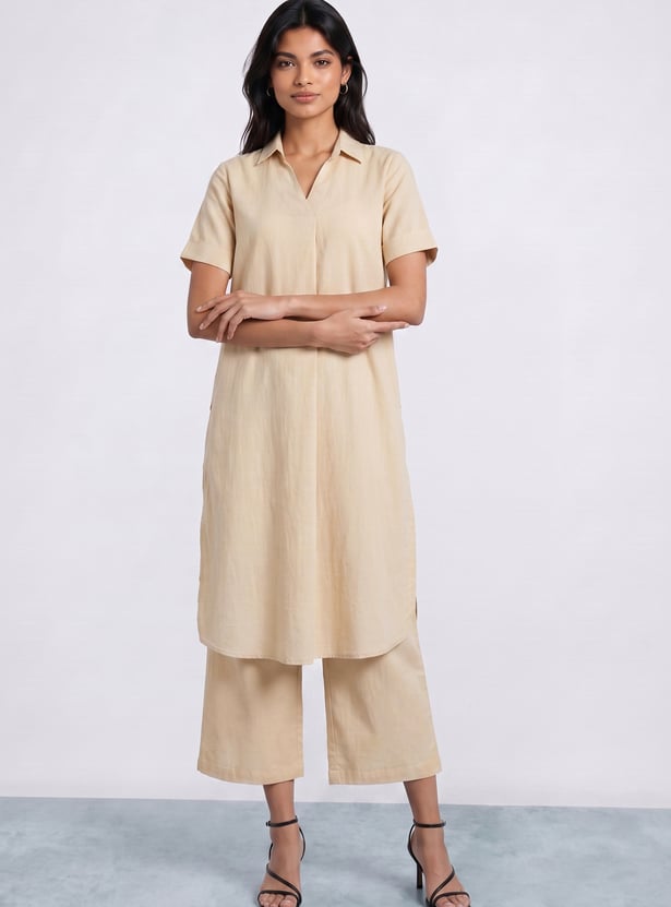MELANGE Solid A-Line Kurta Set