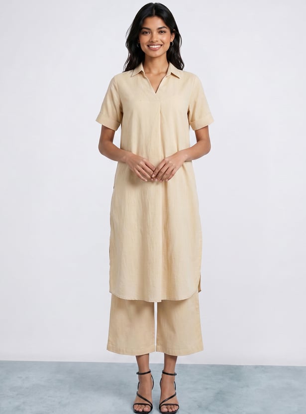 MELANGE Solid A-Line Kurta Set