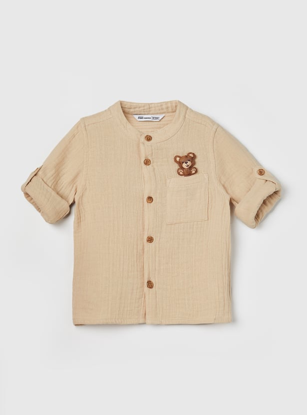 FAME FOREVER Boys Teddy Bear Applique Shirt