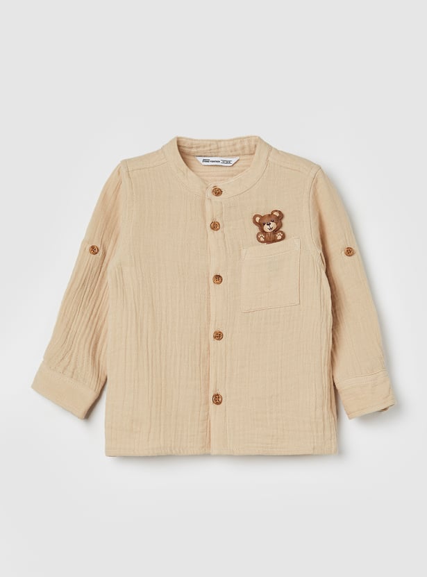 FAME FOREVER Boys Teddy Bear Applique Shirt