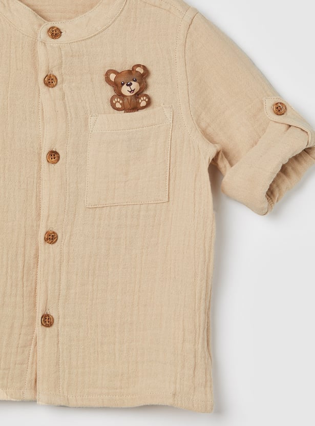 FAME FOREVER Boys Teddy Bear Applique Shirt