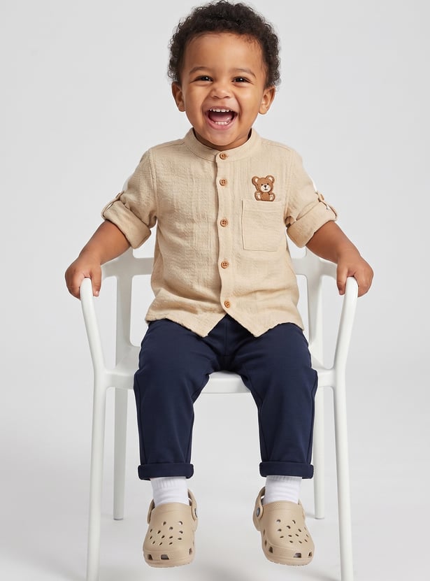 FAME FOREVER Boys Teddy Bear Applique Shirt