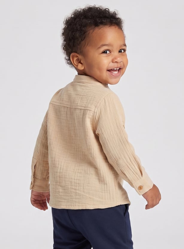 FAME FOREVER Boys Teddy Bear Applique Shirt