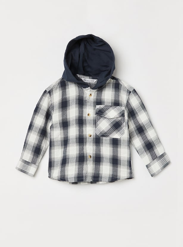 FAME FOREVER Checked Hooded Shirt
