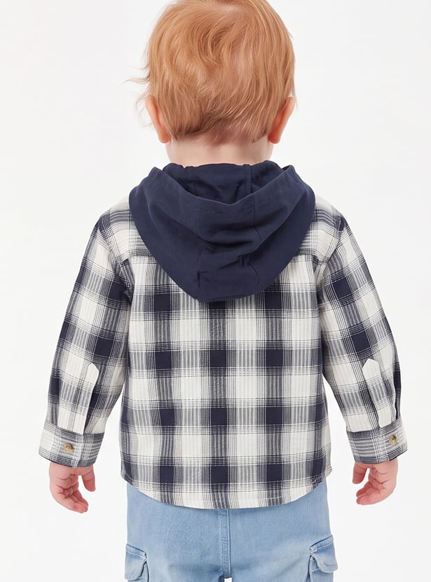 FAME FOREVER Checked Hooded Shirt