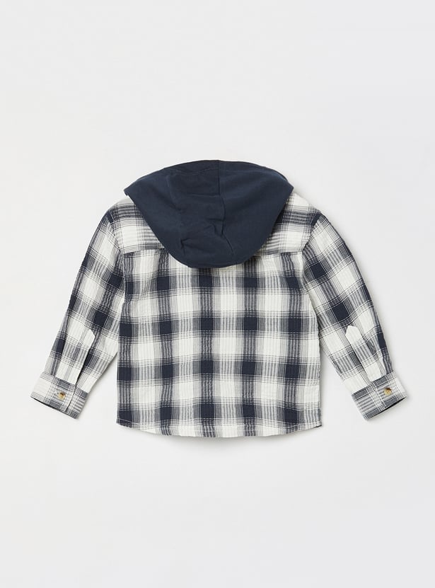 FAME FOREVER Checked Hooded Shirt