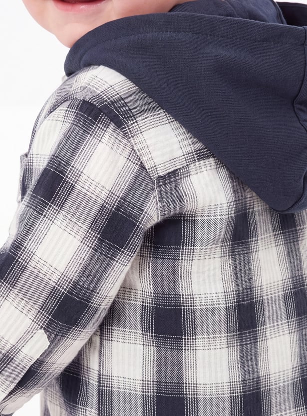 FAME FOREVER Checked Hooded Shirt
