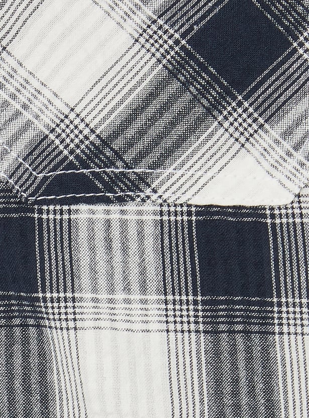 FAME FOREVER Checked Hooded Shirt