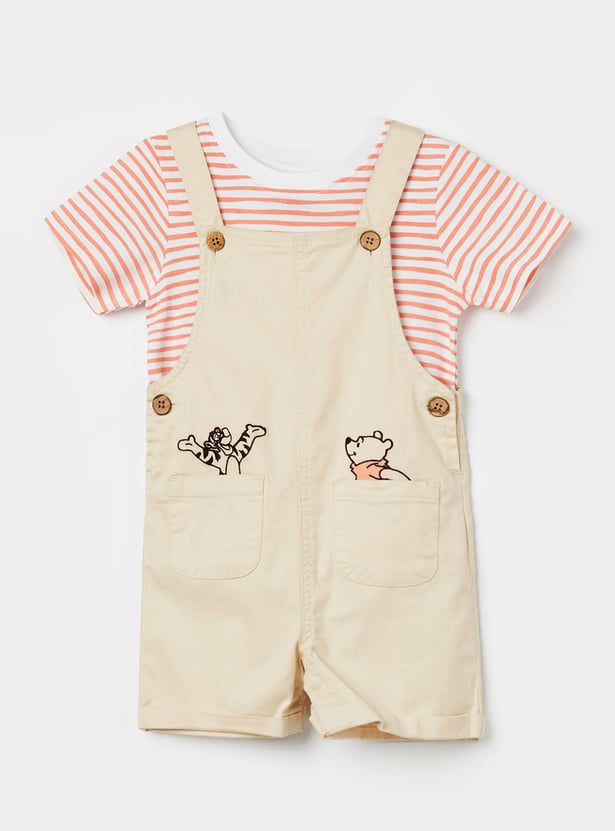 FAME FOREVER Boys Winnie The Pooh Dungaree with T-shirt Set