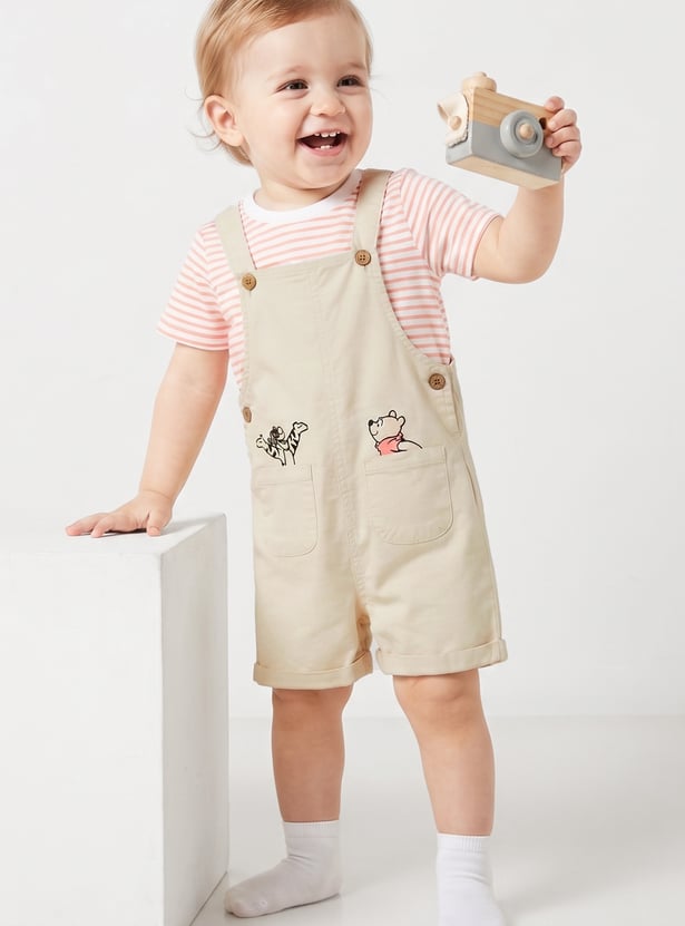 FAME FOREVER Boys Winnie The Pooh Dungaree with T-shirt Set
