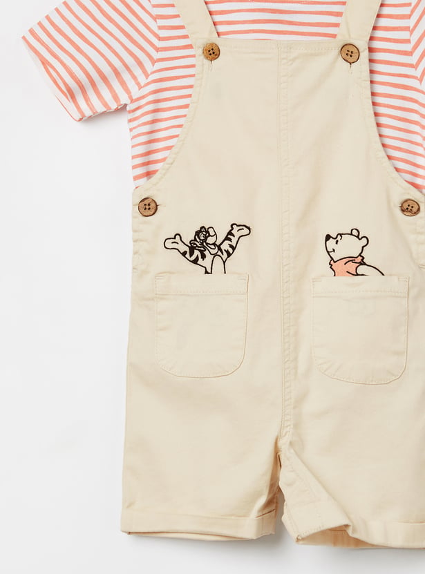FAME FOREVER Boys Winnie The Pooh Dungaree with T-shirt Set