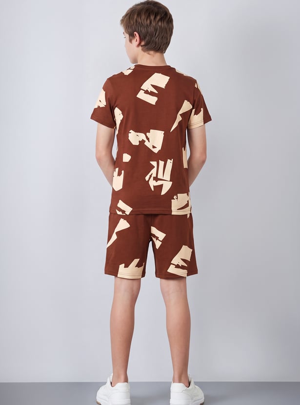 FAME FOREVER Boys Graphic Print T-shirt with Shorts