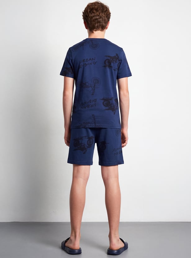 FAME FOREVER Boys Graphic Print T-shirt and Shorts