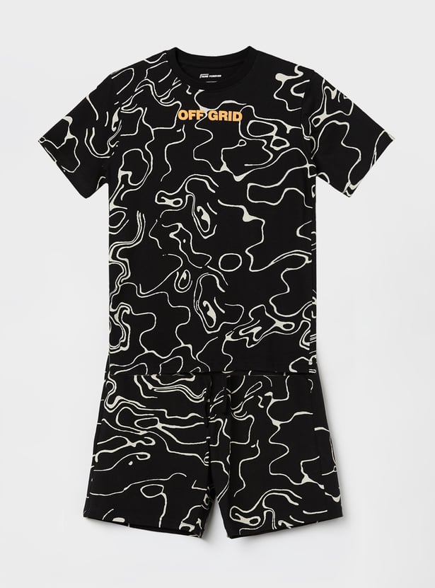 FAME FOREVER Boys Graphic Print T-Shirt with Shorts