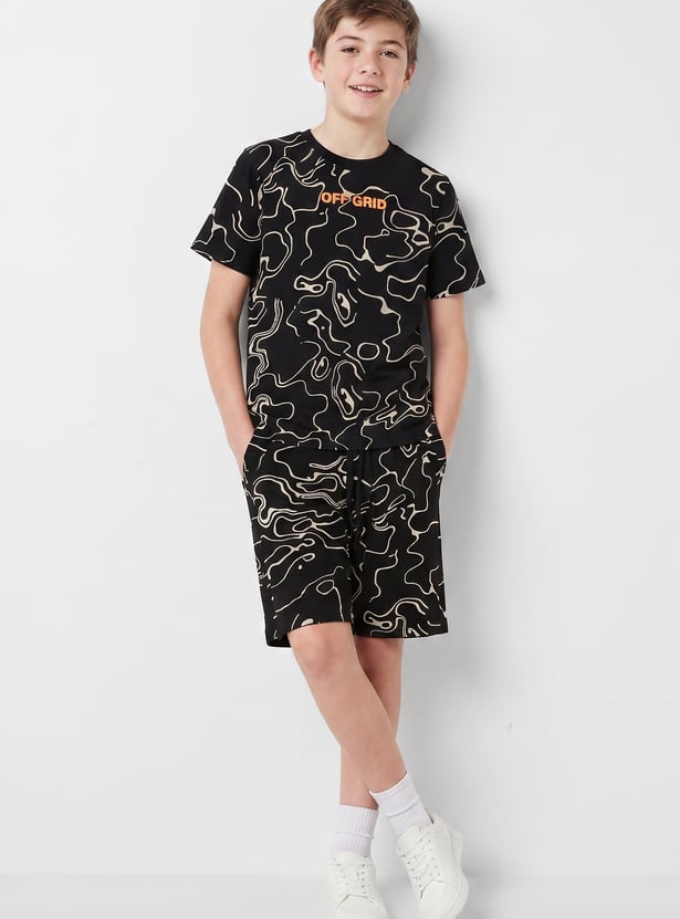 FAME FOREVER Boys Graphic Print T-Shirt with Shorts
