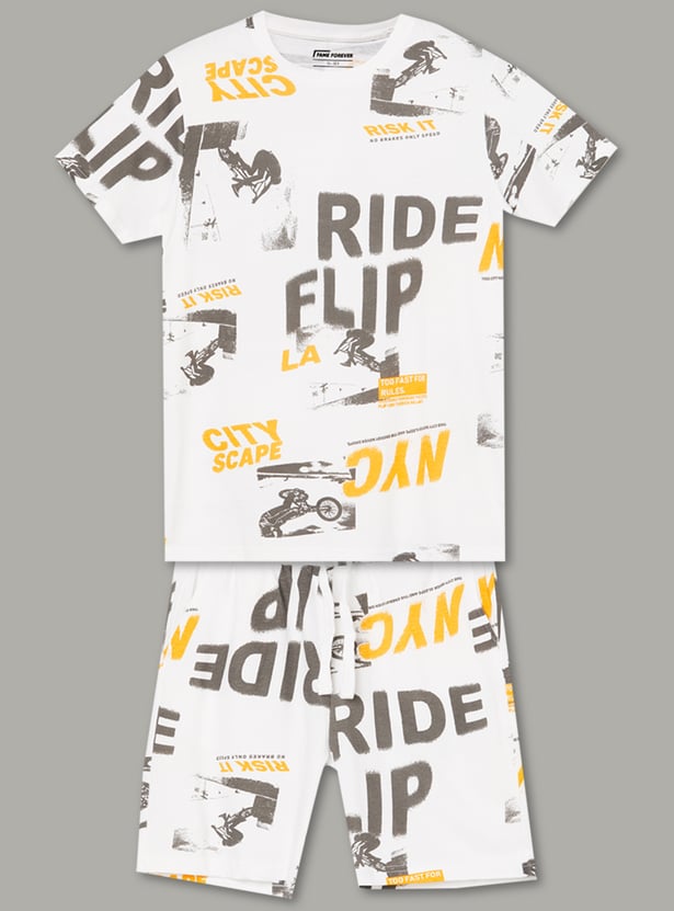 FAME FOREVER Boys Graphic Print T-shirt and Shorts
