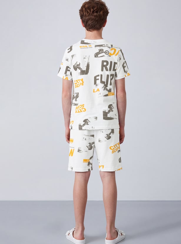 FAME FOREVER Boys Graphic Print T-shirt and Shorts