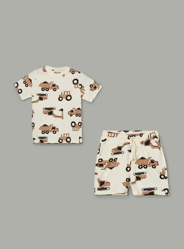 FAME FOREVER Boys Graphic Print T-shirt with Shorts