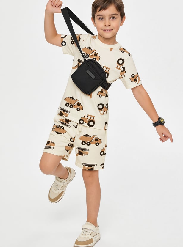 FAME FOREVER Boys Graphic Print T-shirt with Shorts