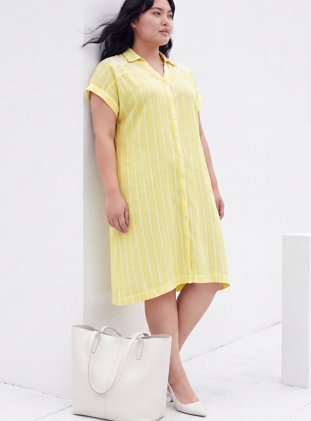 NEXUS Striped Embroidered Midi Dress
