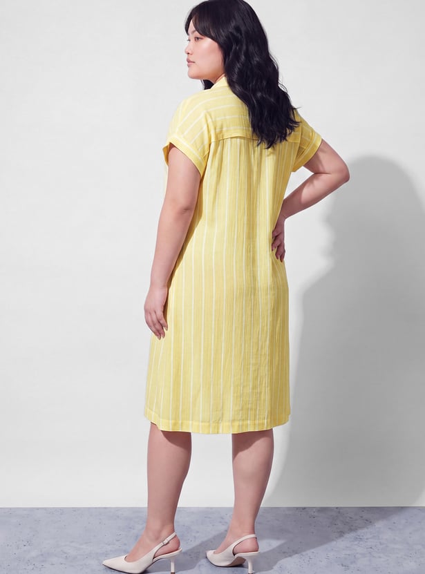 NEXUS Striped Embroidered Midi Dress