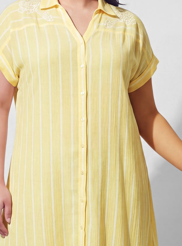 NEXUS Striped Embroidered Midi Dress
