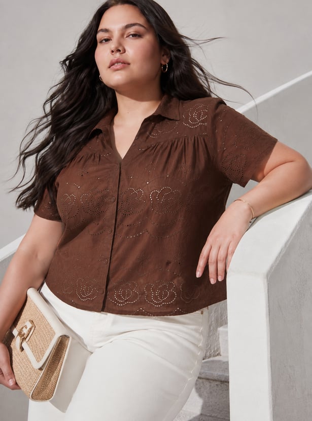 NEXUS Schiffli Button-Down Top
