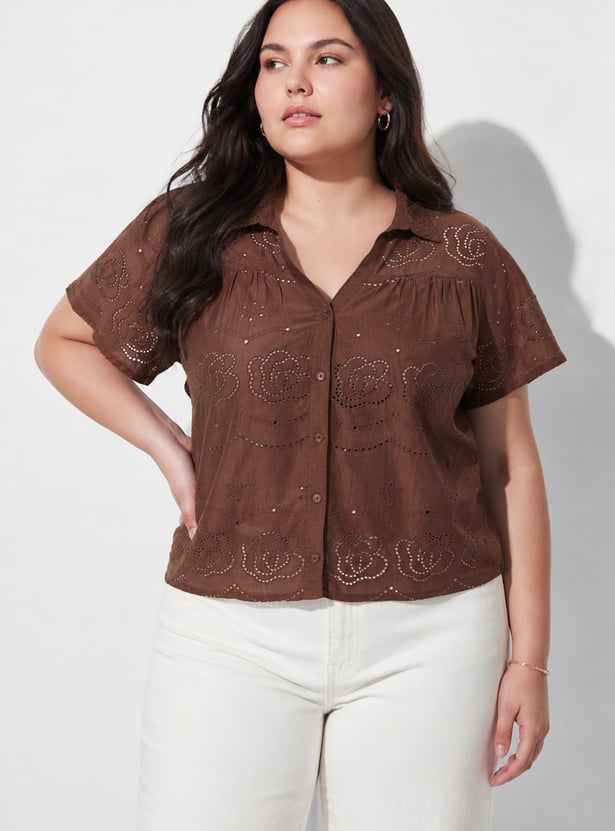 NEXUS Schiffli Button-Down Top
