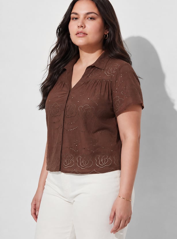 NEXUS Schiffli Button-Down Top