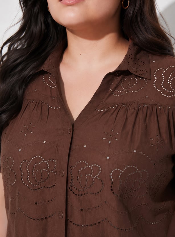 NEXUS Schiffli Button-Down Top