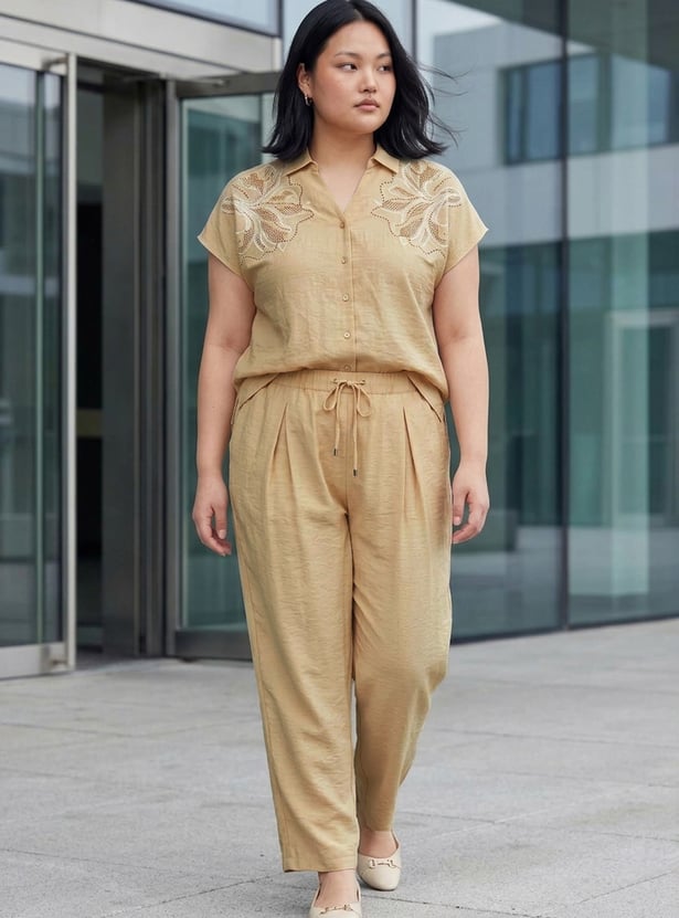 NEXUS Embroidered Button-Down Top