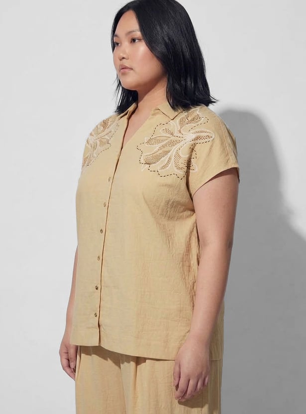 NEXUS Embroidered Button-Down Top