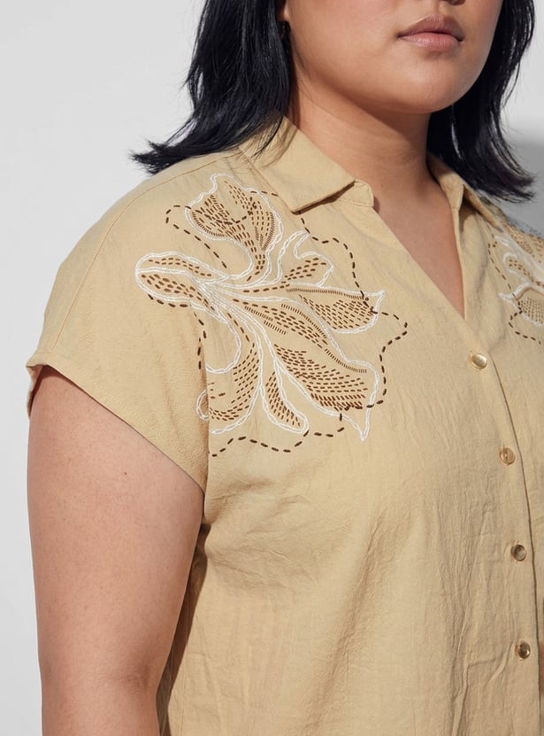 NEXUS Embroidered Button-Down Top