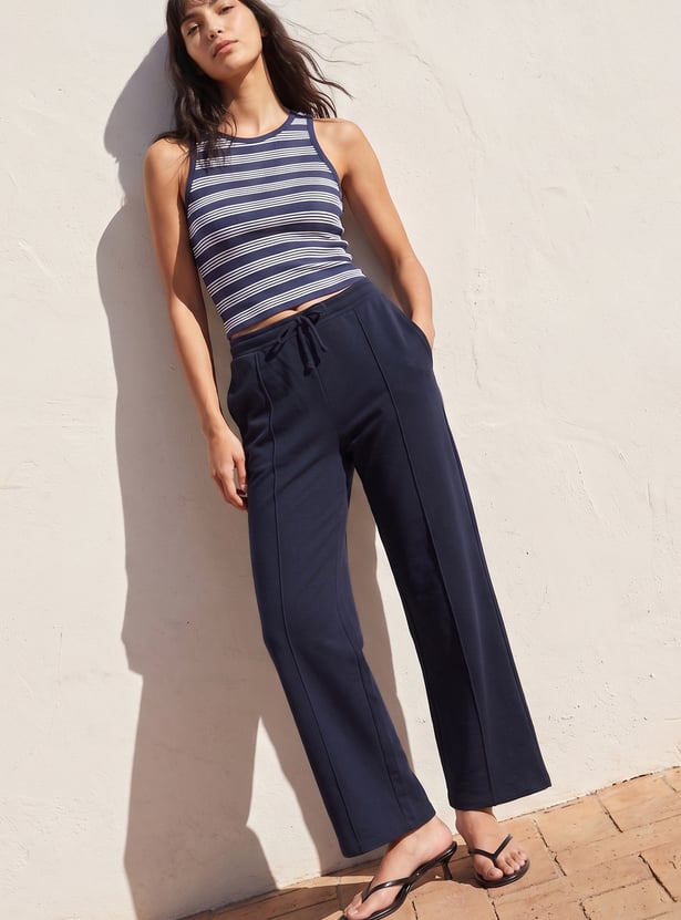 GINGER Solid Knit Pintuck Pants