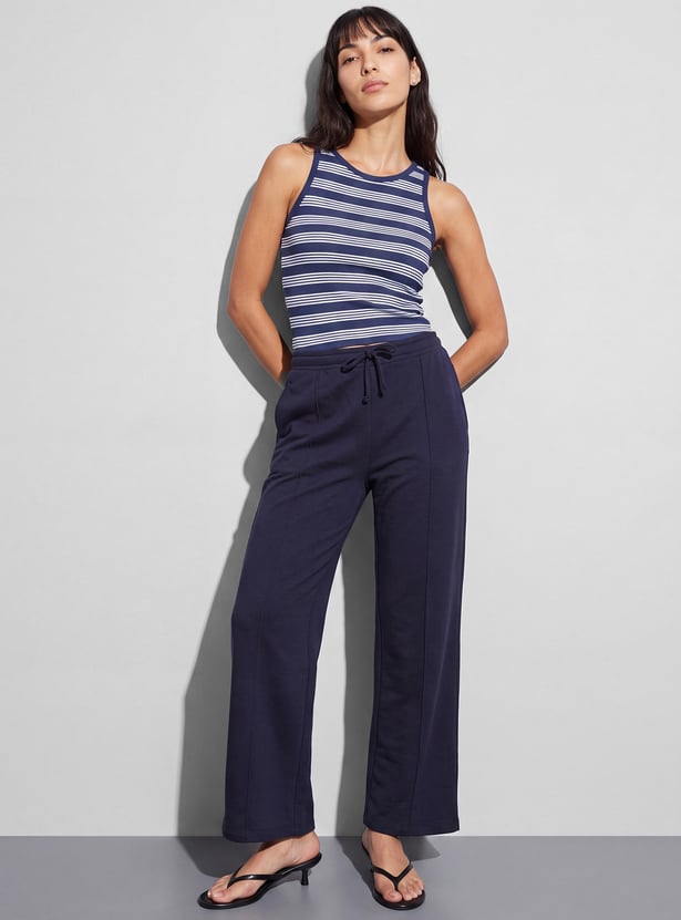 GINGER Solid Knit Pintuck Pants