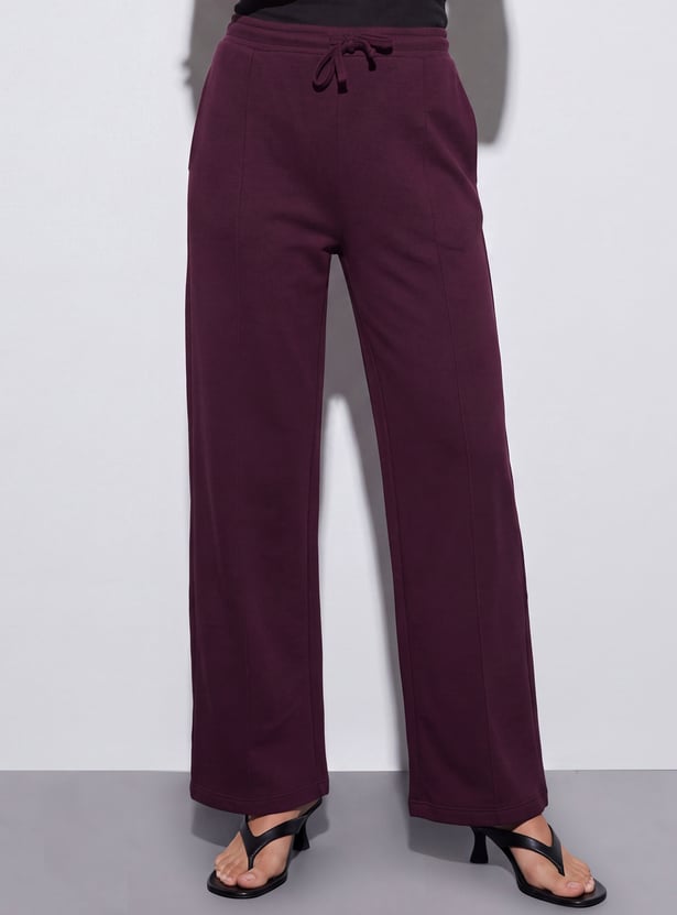 GINGER Solid Knit Pintuck Pants